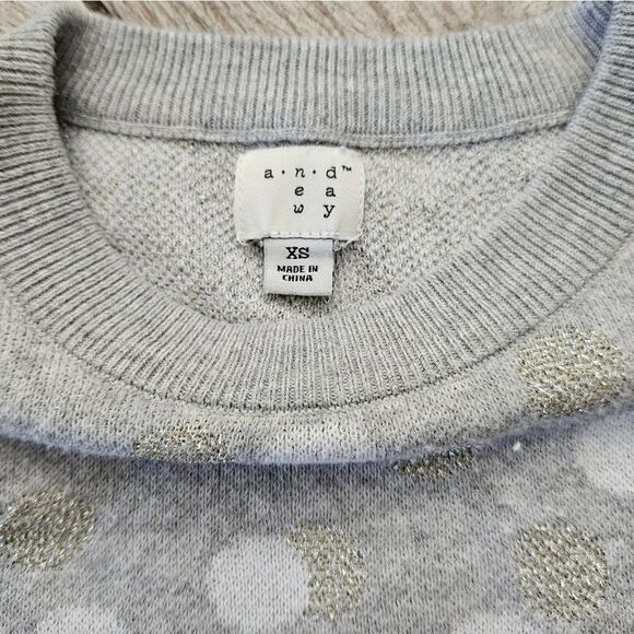 A New Day Gray Polka Dot Knit Long Sleeve Crew Neck Sweater Size XS - Picture 6 of 12
